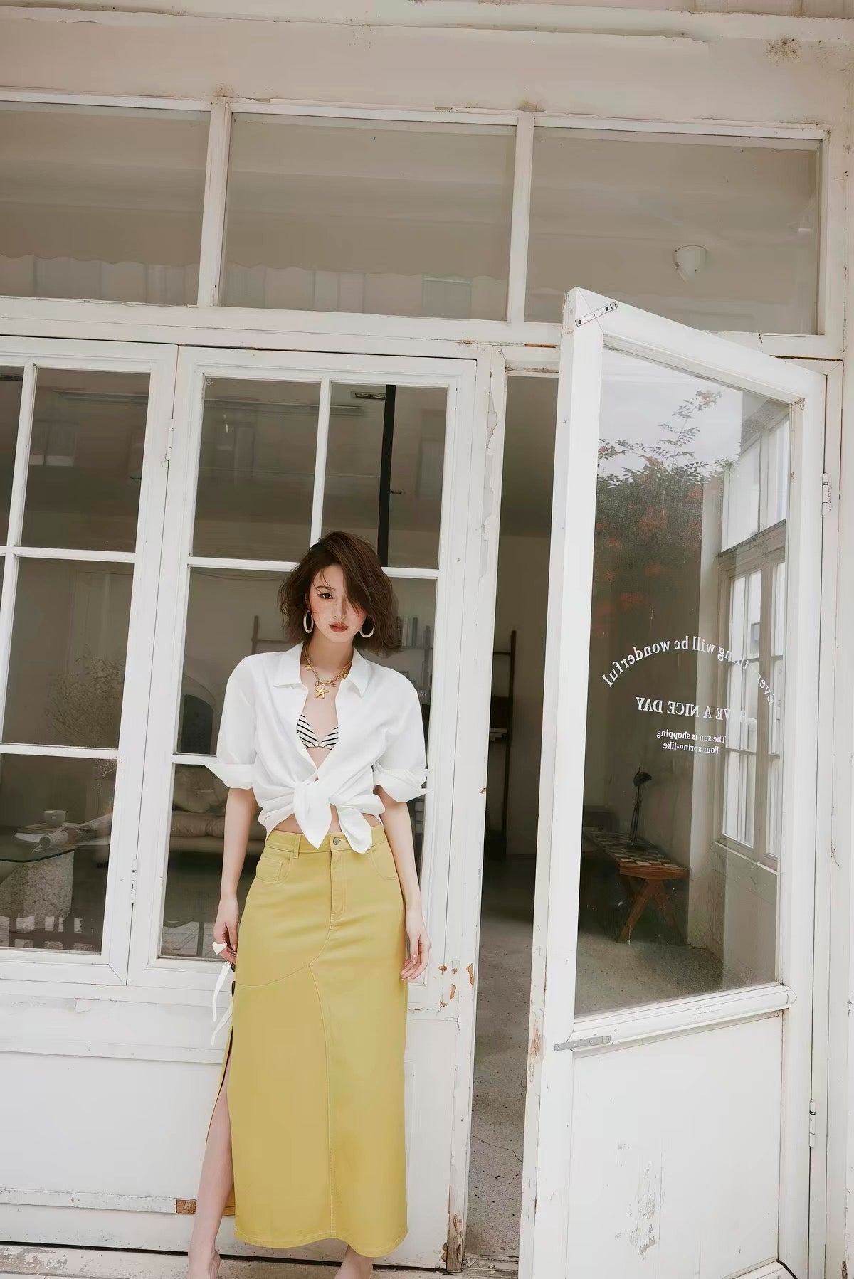 Butter Yellow Denim Skirt