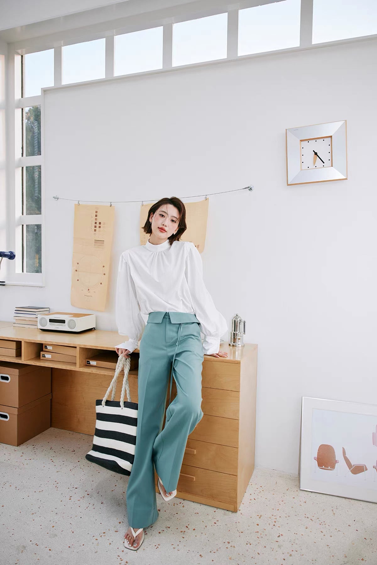 Flap Waist Straight Pants