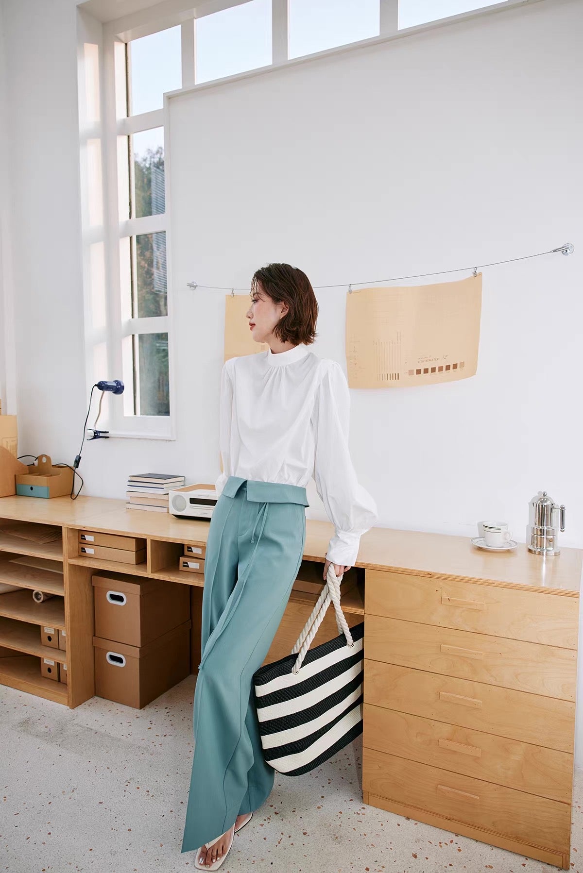 Flap Waist Straight Pants