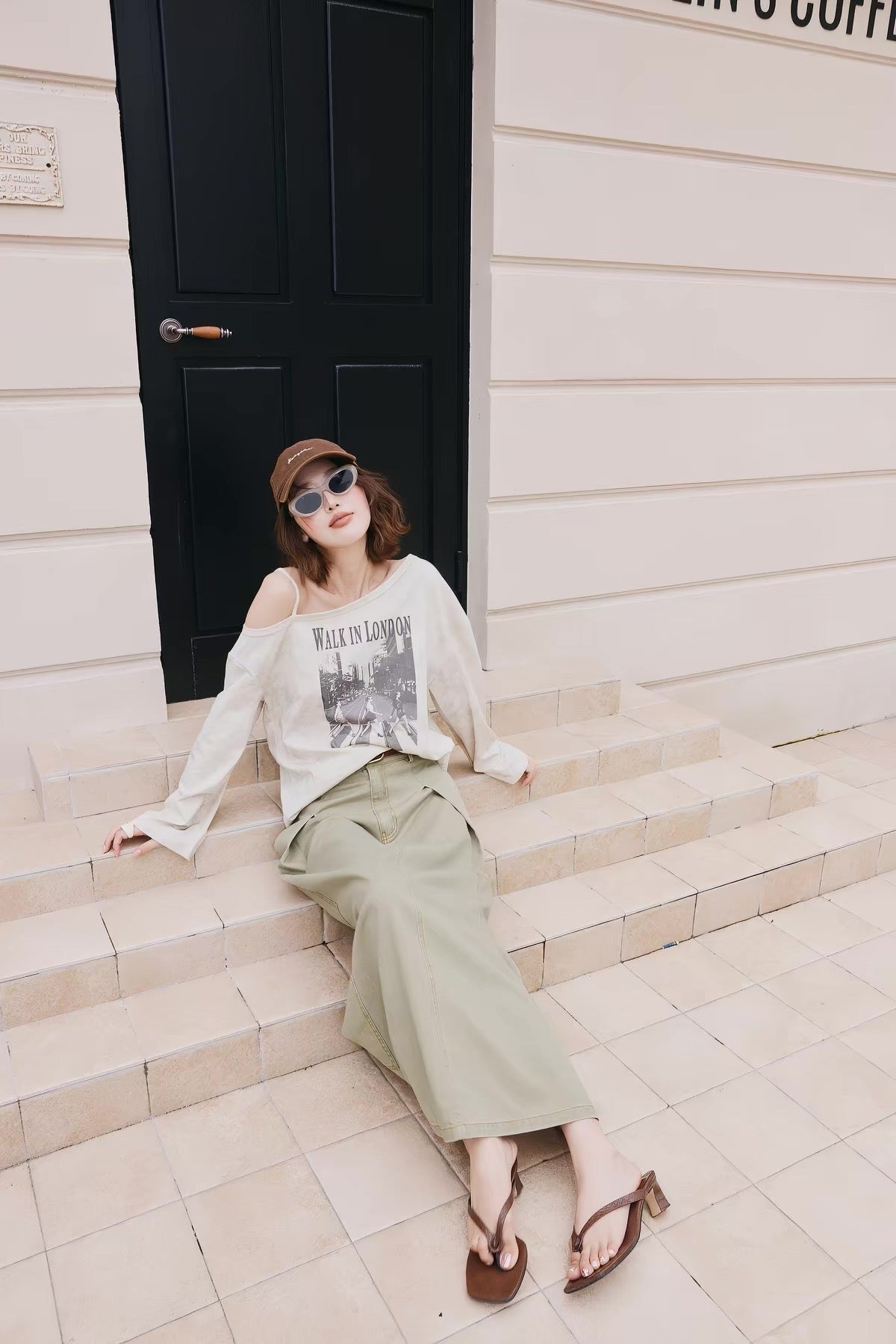 A Line Cargo Denim Skirt