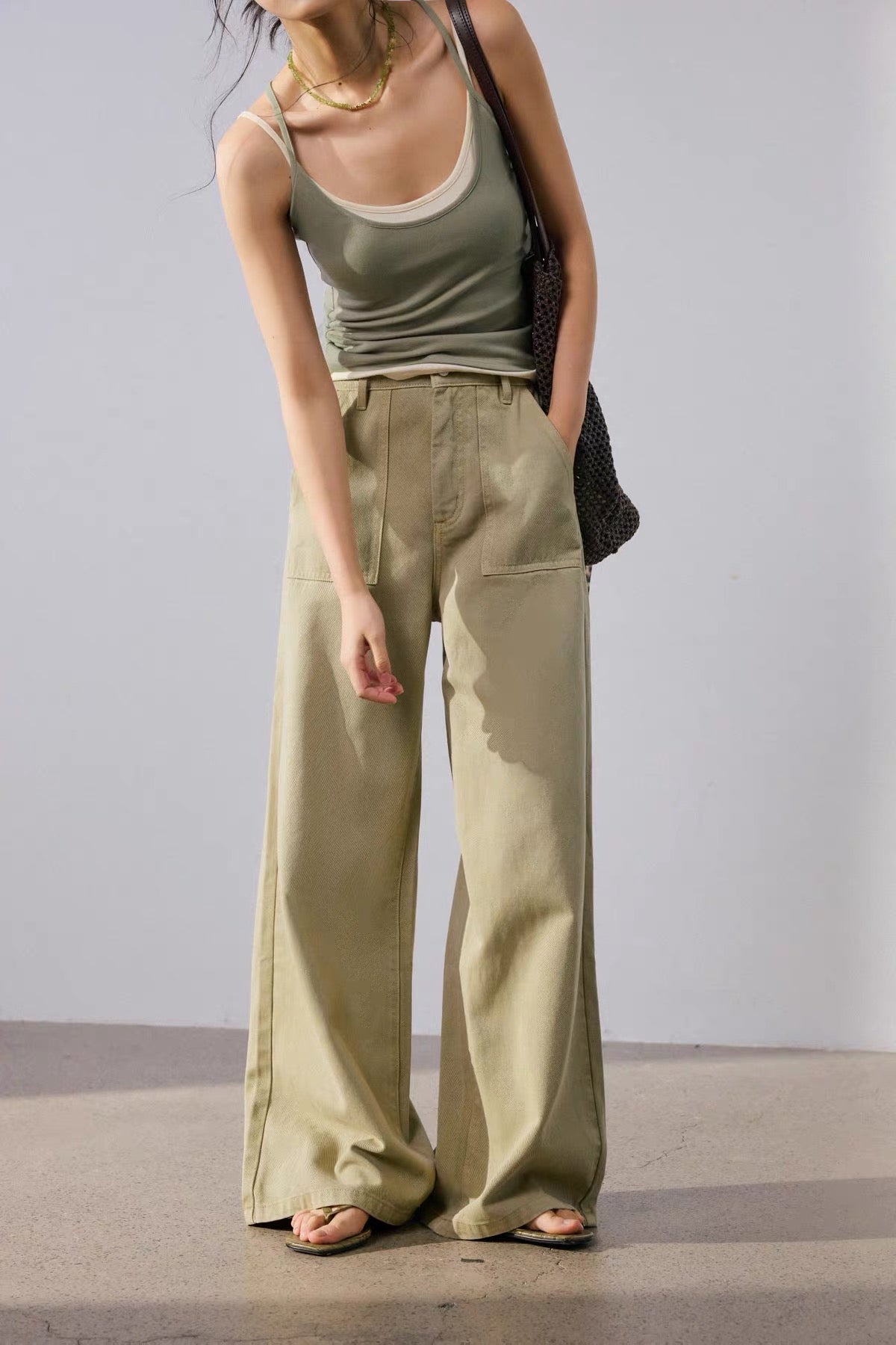 Soft Olive Wide Leg Pants
