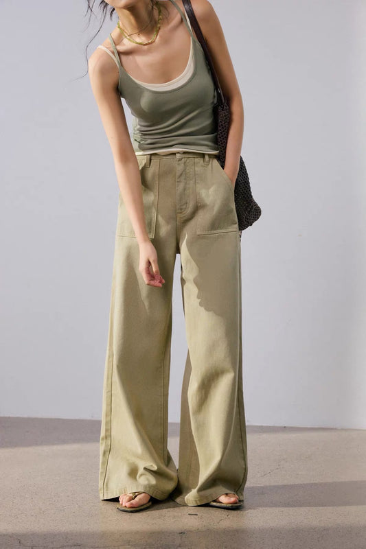 Soft Olive Wide Leg Pants