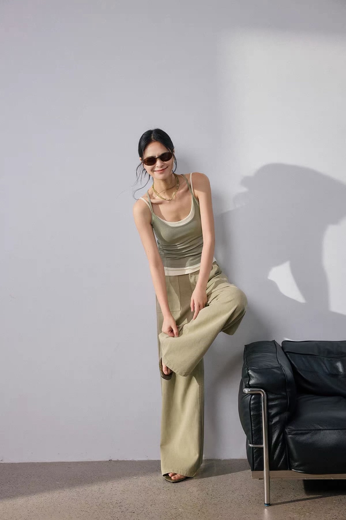 Soft Olive Wide Leg Pants