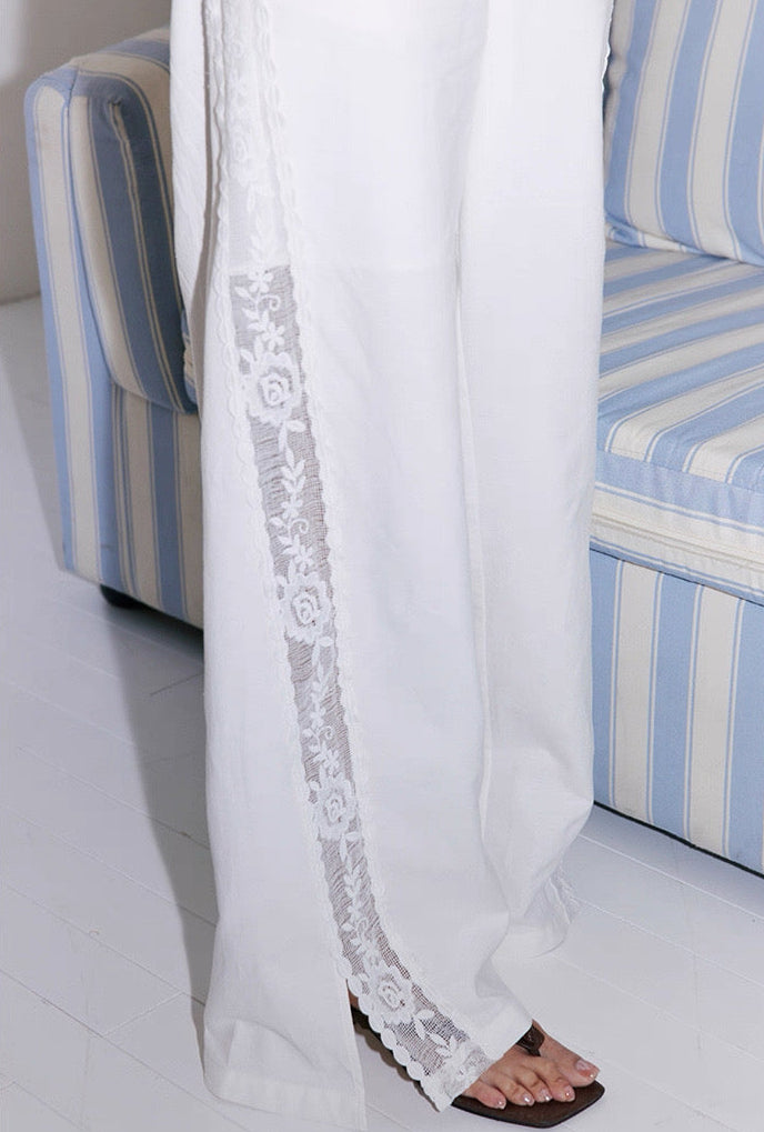 Sheer Lace Straight Pants