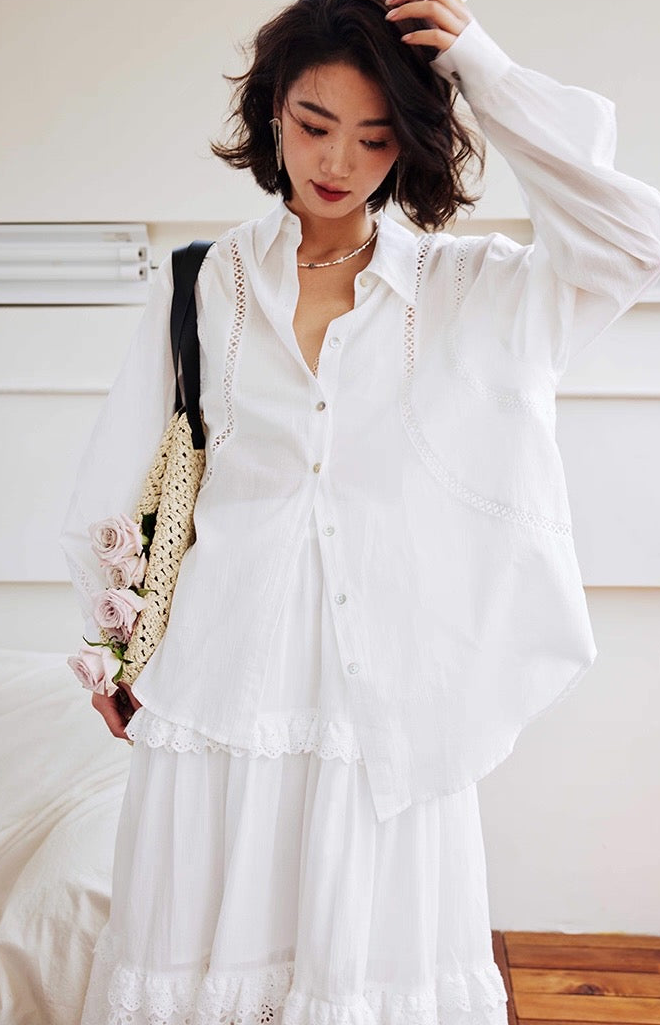 Sheer Lace Design Shirt