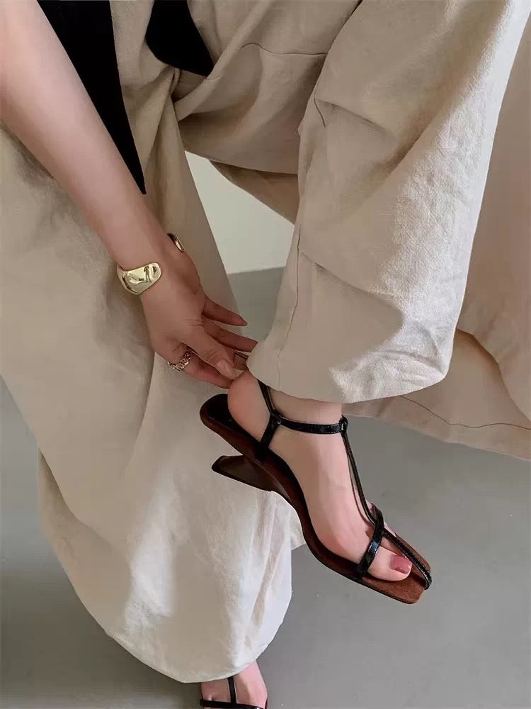 T-Strap Minimal Heel Sandals