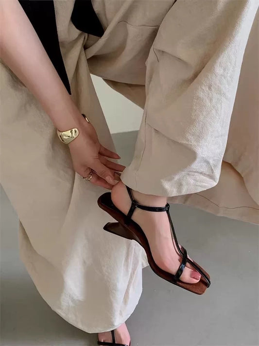 T-Strap Minimal Heel Sandals