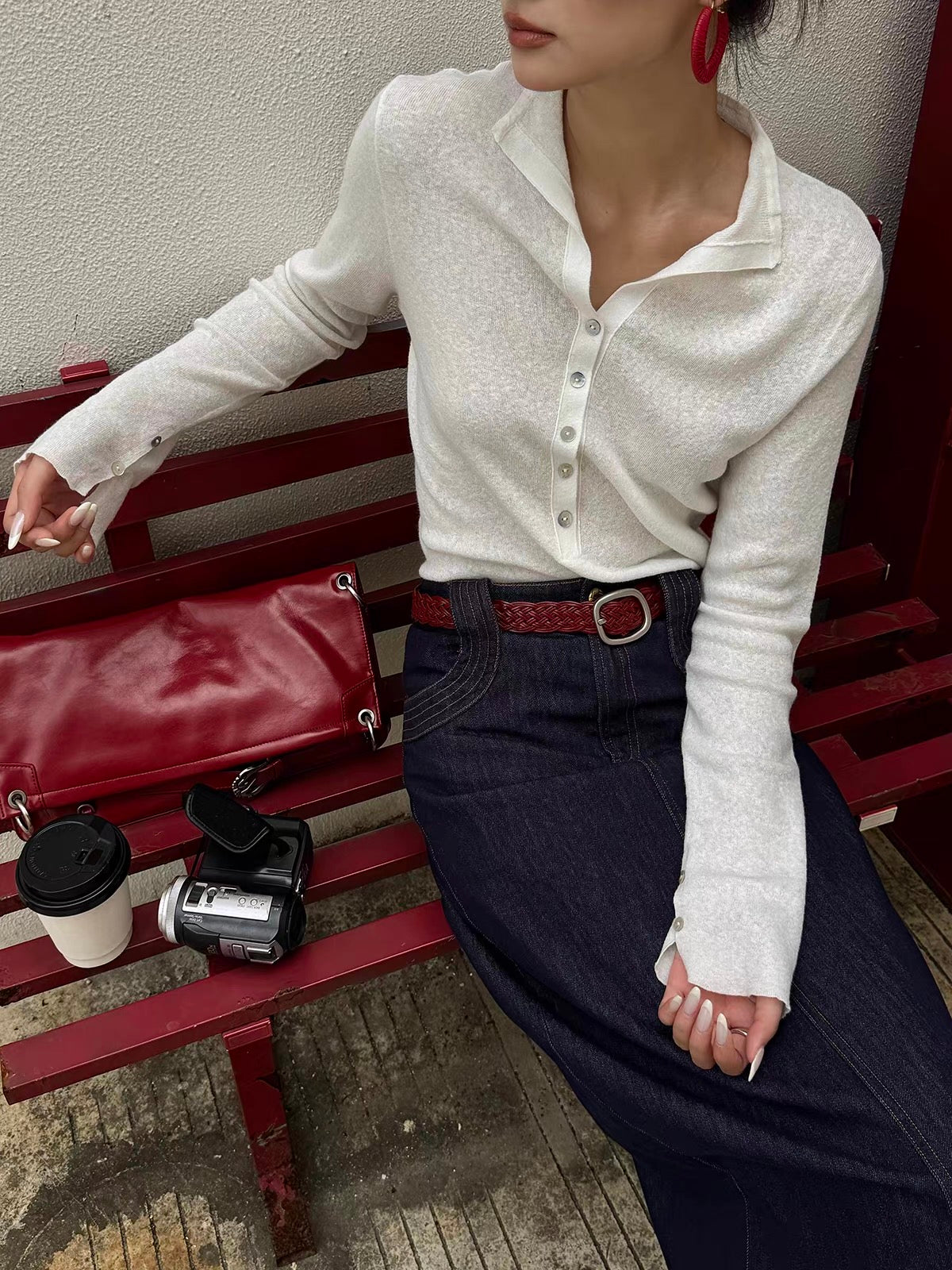 Linen Blend Button Knit Top
