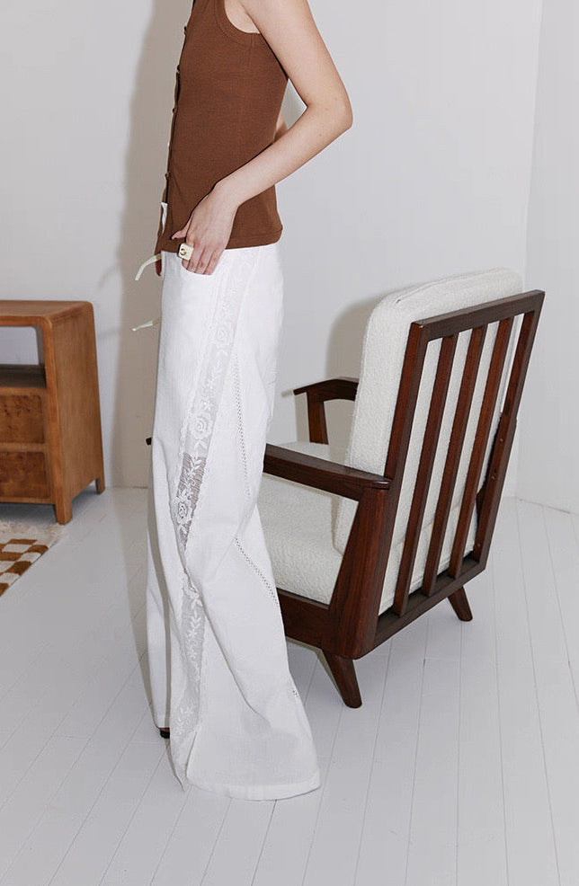 Sheer Lace Straight Pants