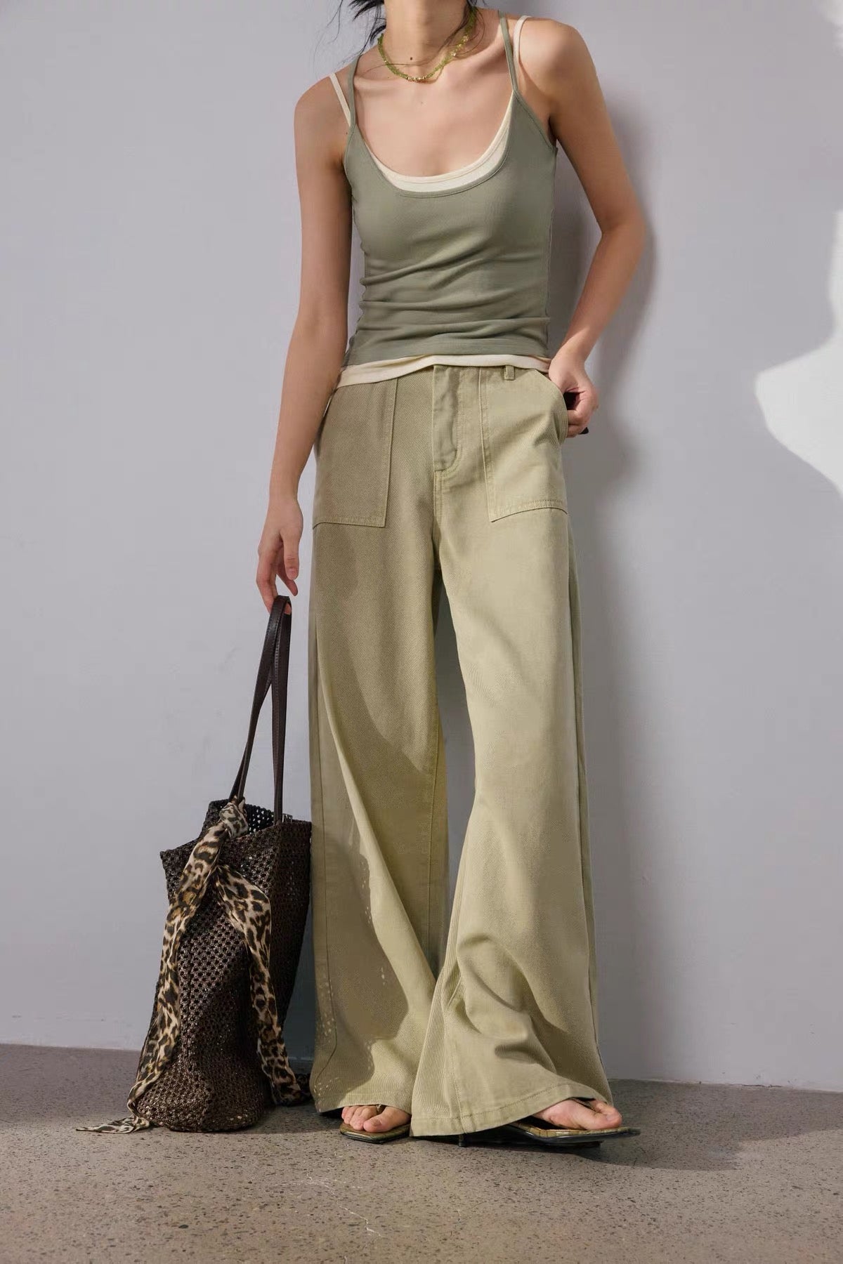 Soft Olive Wide Leg Pants