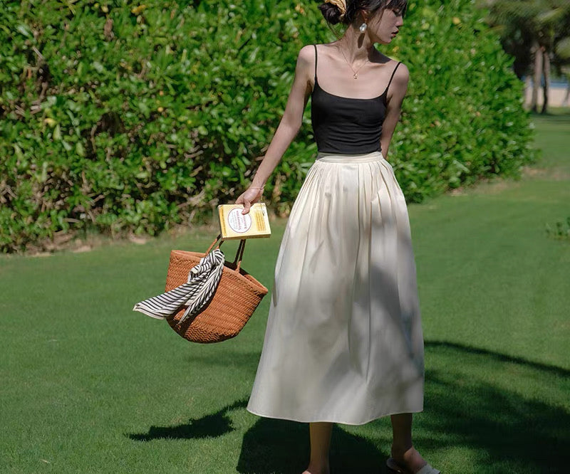 French Volume Midi Skirt