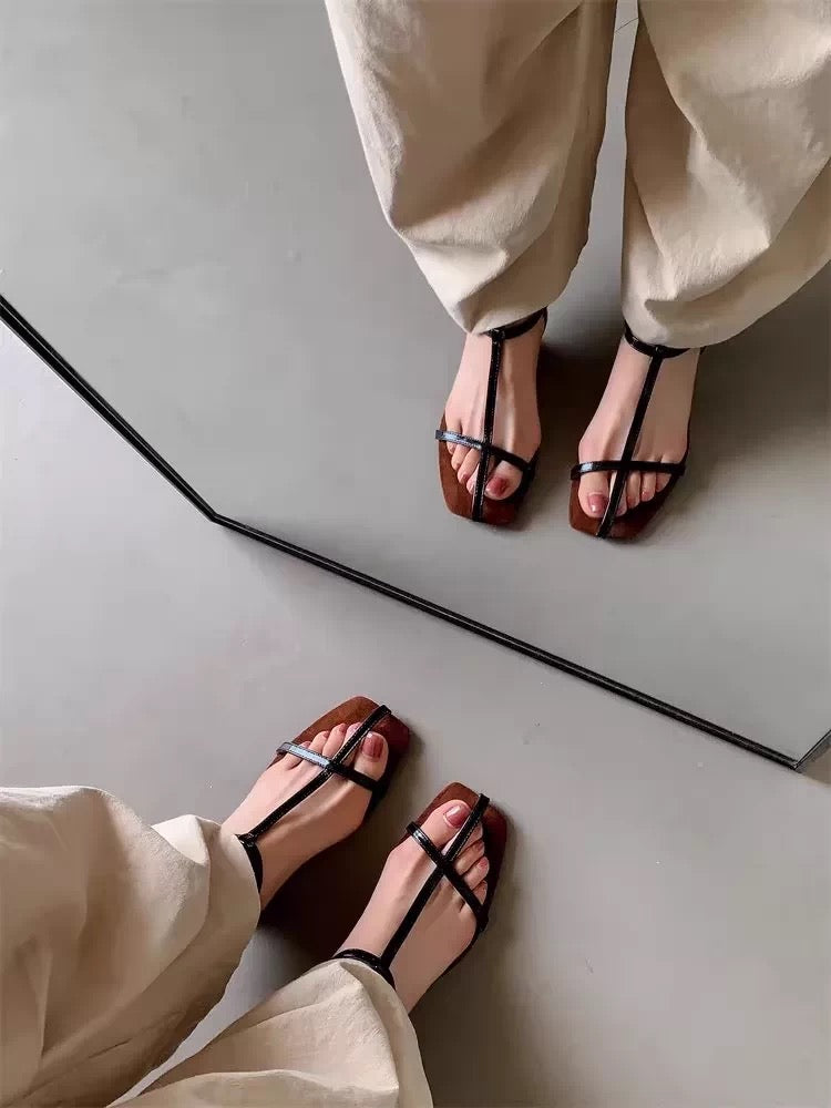 T-Strap Minimal Heel Sandals