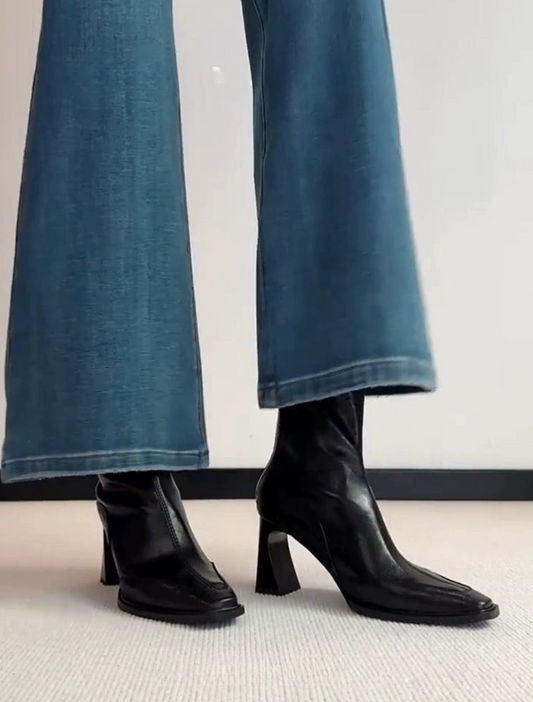 Square Toe Block Heel Boots / スクエアトゥ ブロックヒールブーツ