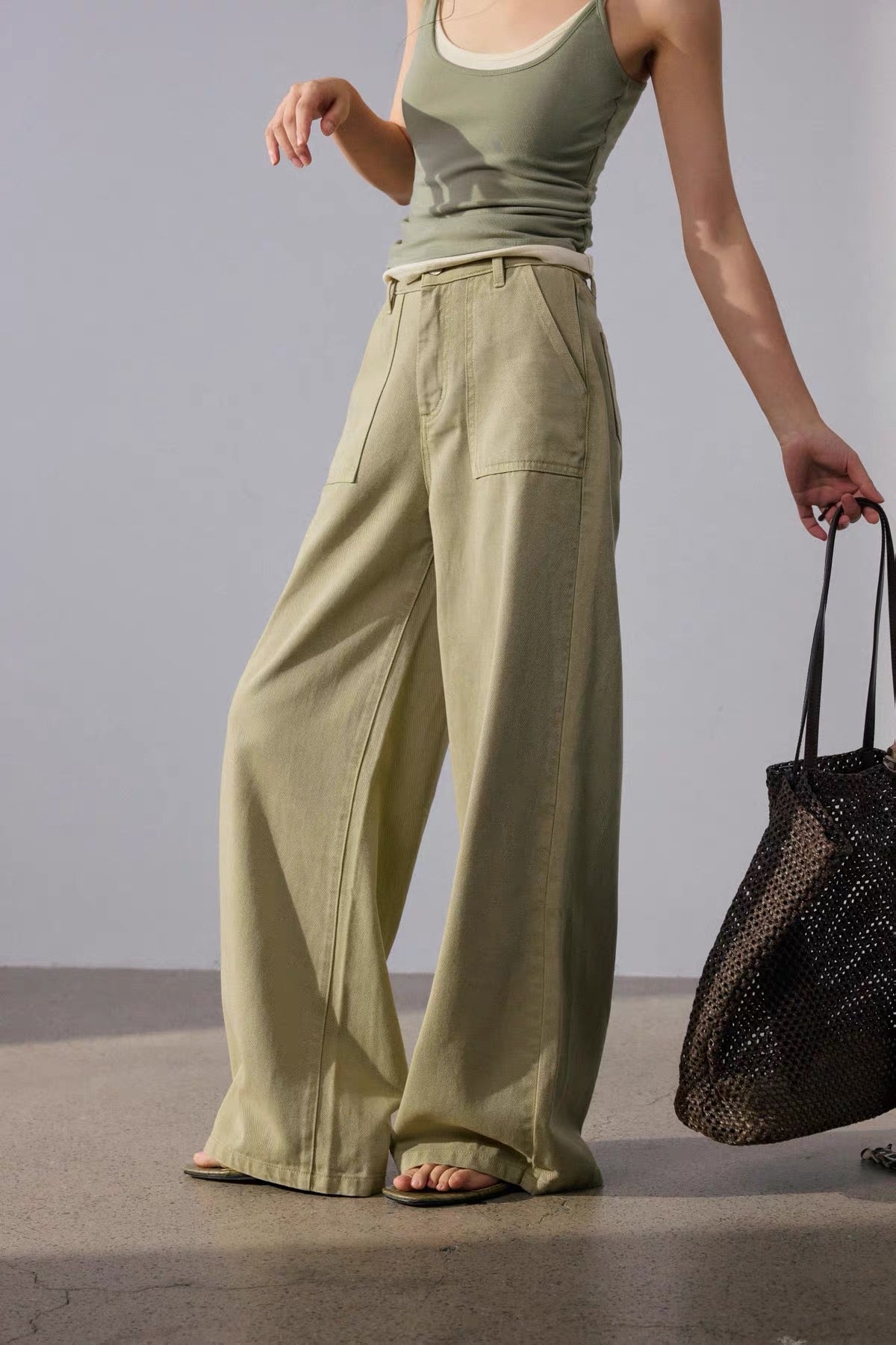 Soft Olive Wide Leg Pants