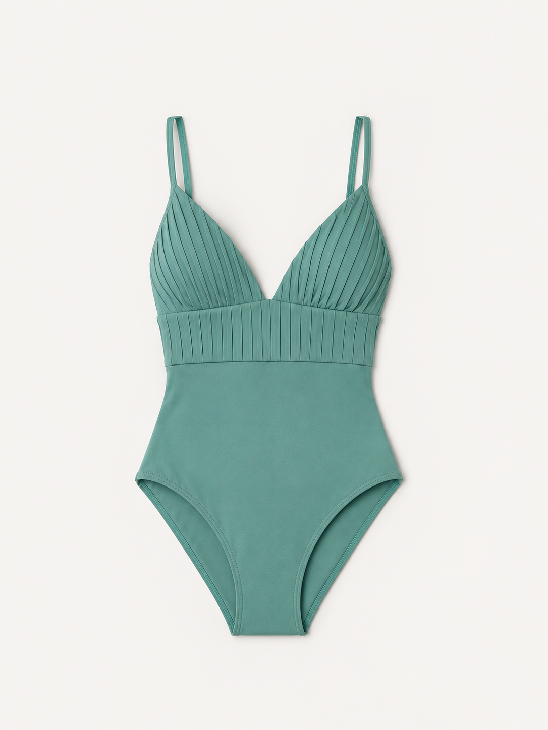 Pleated V One Piece Swimwear