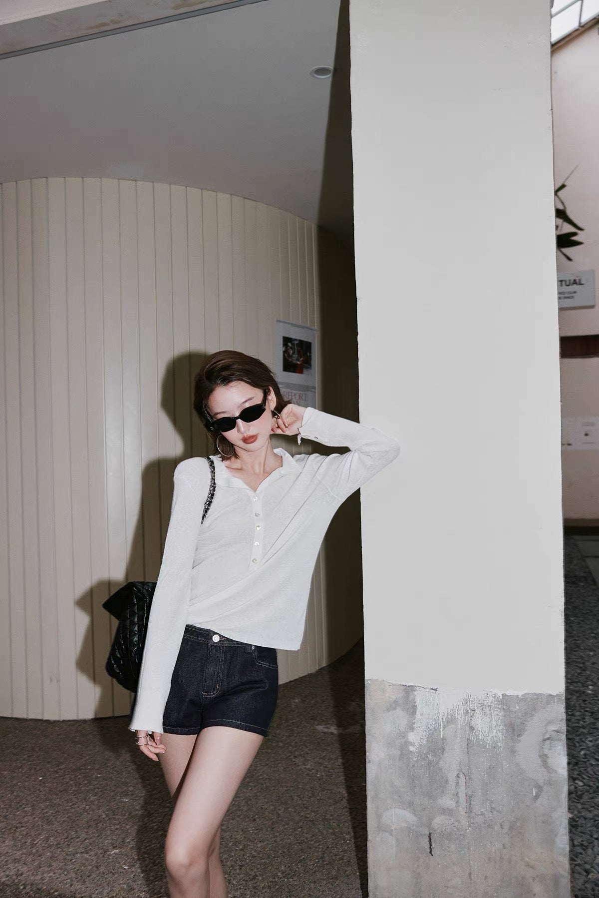 Linen Blend Button Knit Top