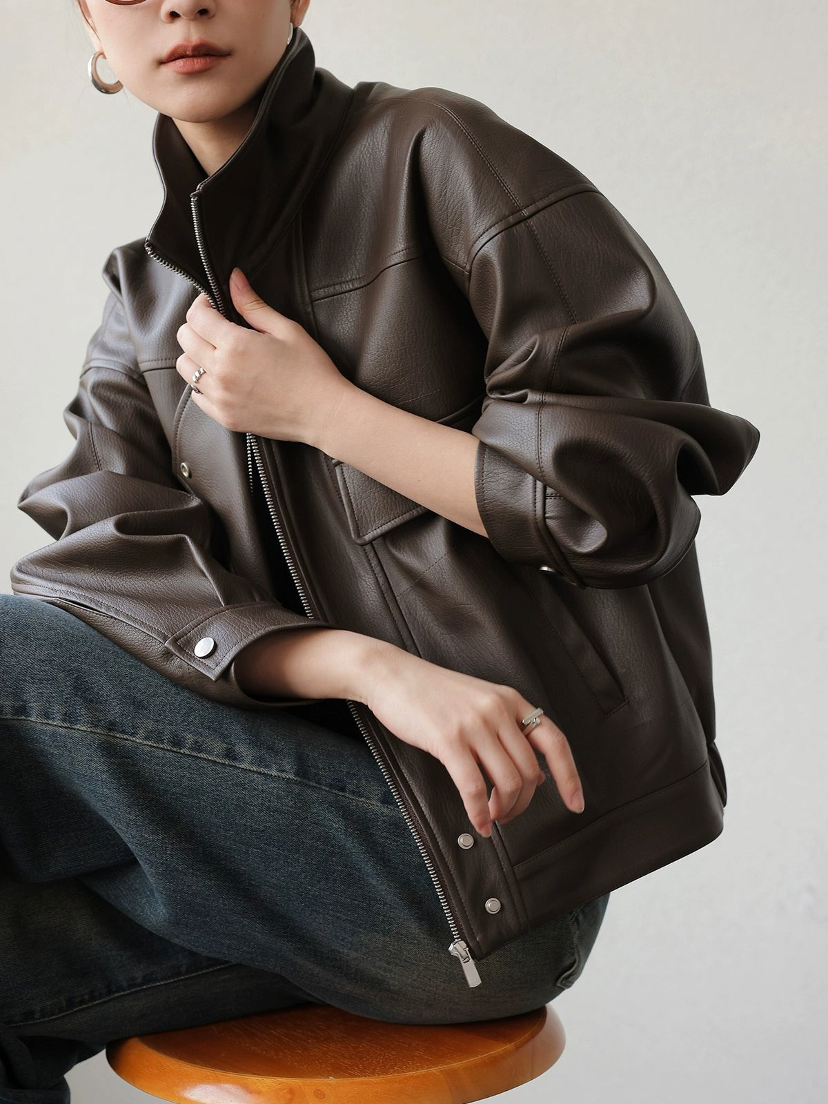 Soft Volume Faux Leather Jacket / ソフトボリュームフェイクレザージャケット