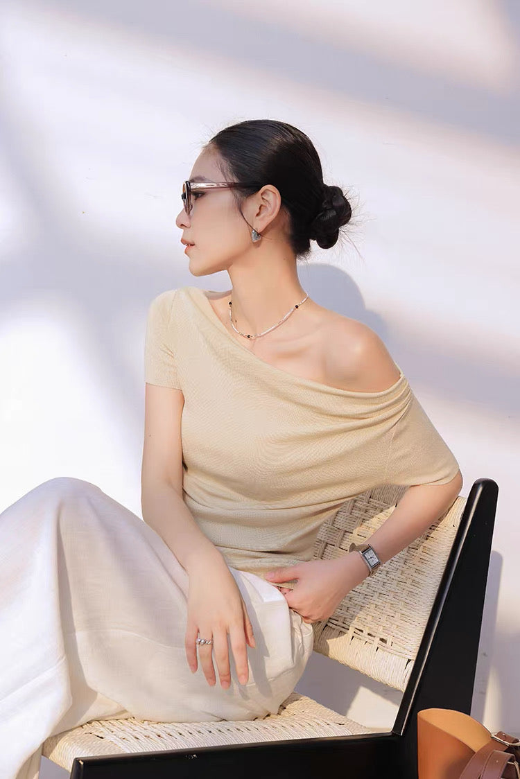 One shoulder summer knit