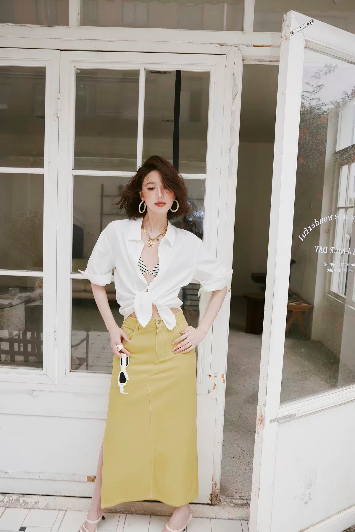 Butter Yellow Denim Skirt