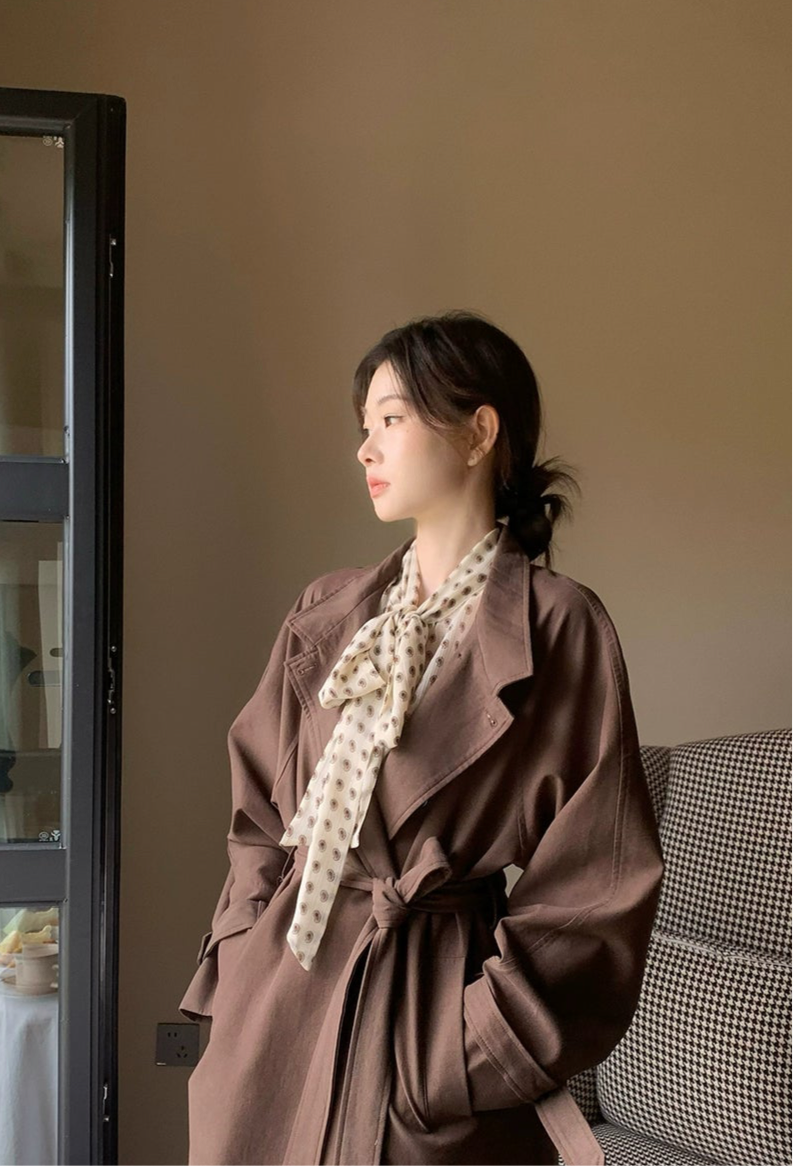 Silk Blend Belted Trench Coat/ シルクブレンドベルテッドトレンチコート