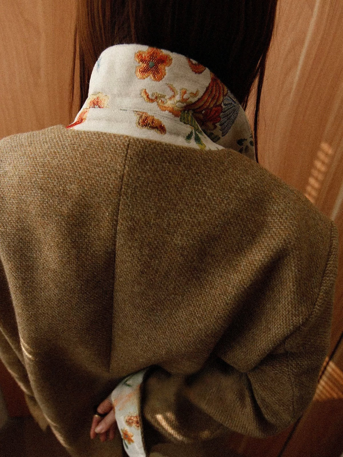 Tapestry Cuff Wool-Blend Jacket