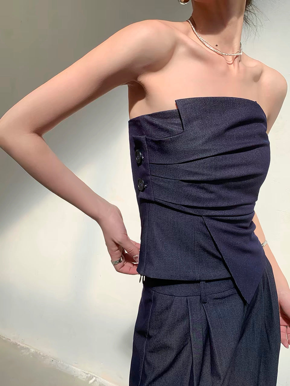 Indigo Drape Top