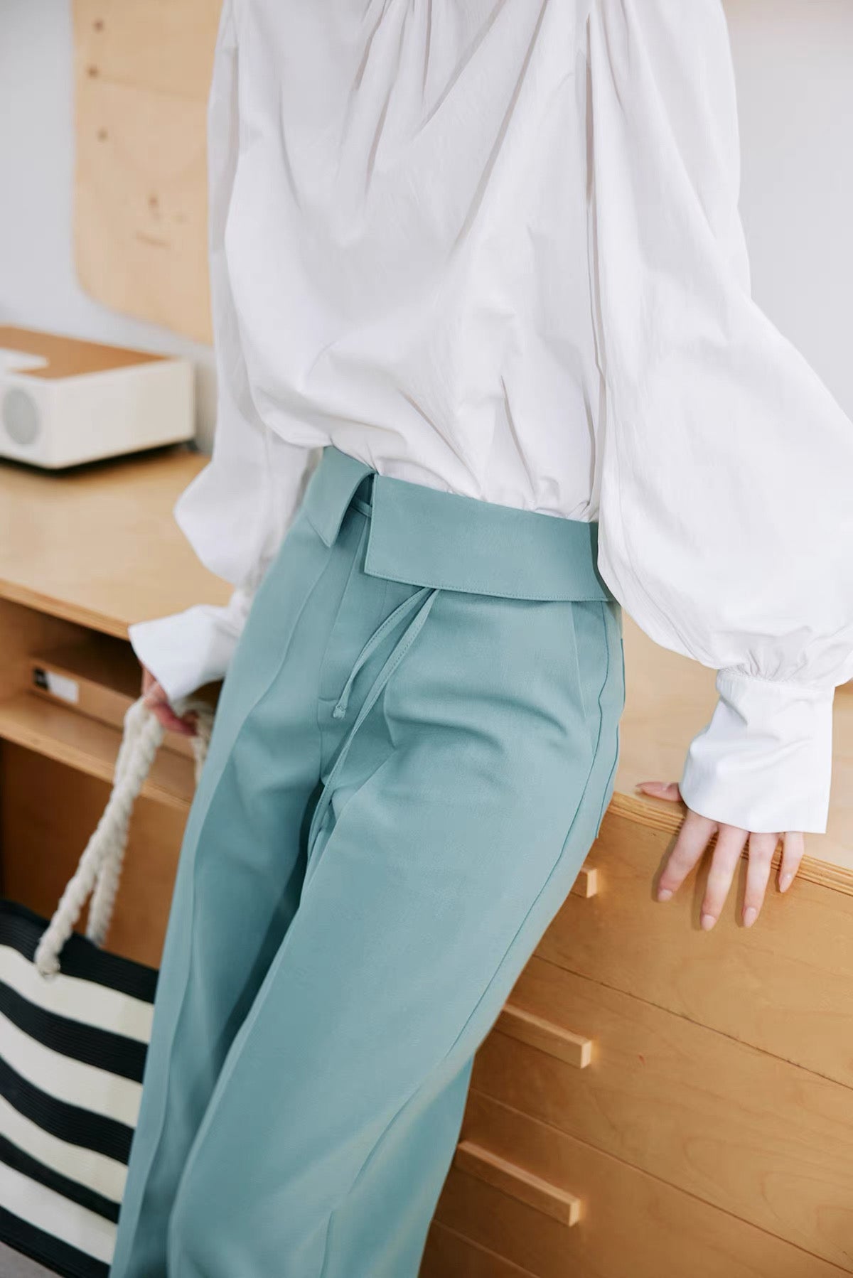 Flap Waist Straight Pants