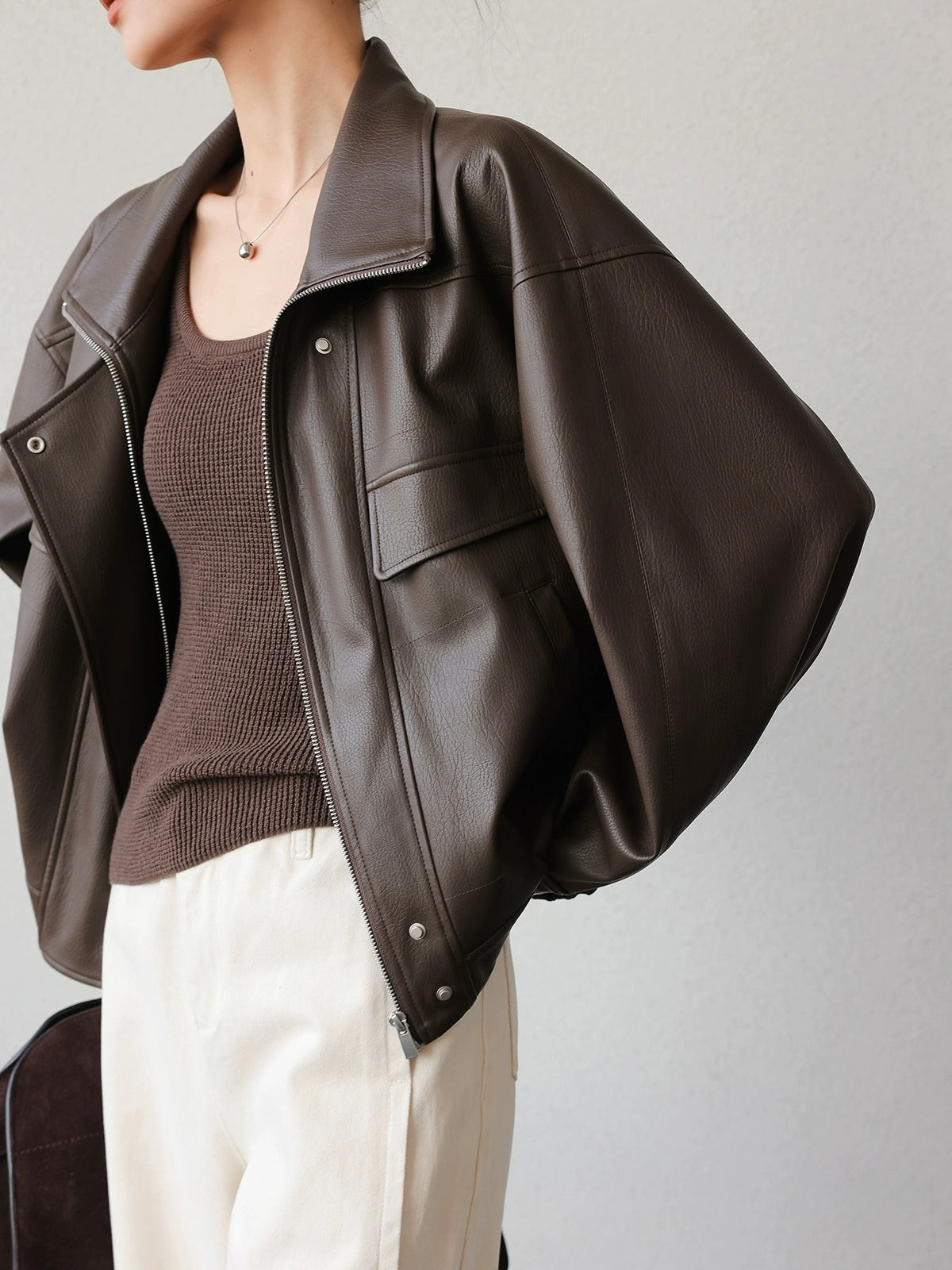 Soft Volume Faux Leather Jacket / ソフトボリュームフェイクレザージャケット