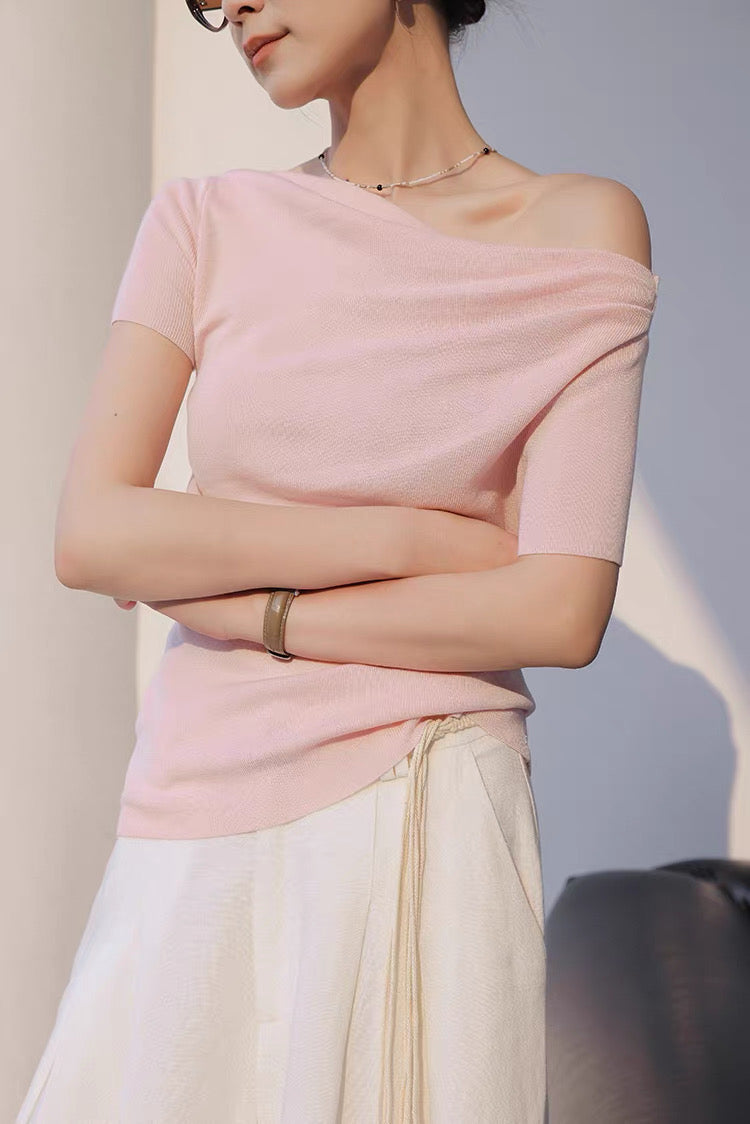 One shoulder summer knit