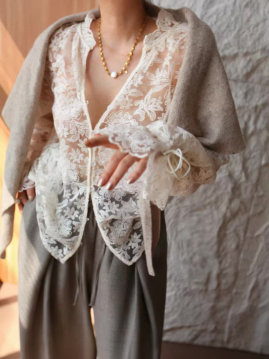Sheer Lace Layered Blouse