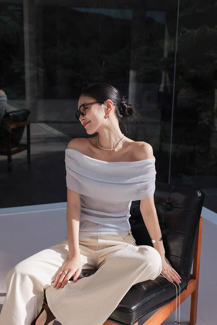 Summer Knit Off-Shoulder Top