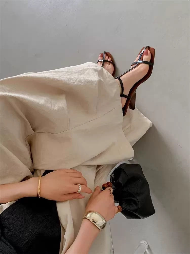 T-Strap Minimal Heel Sandals