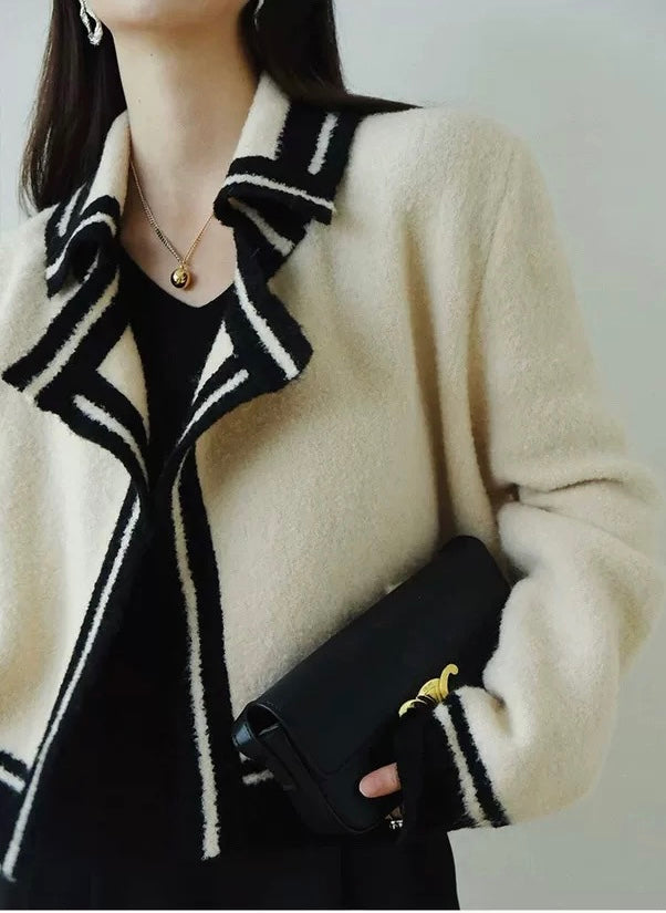 Bi-color Contrast Knit Jacket