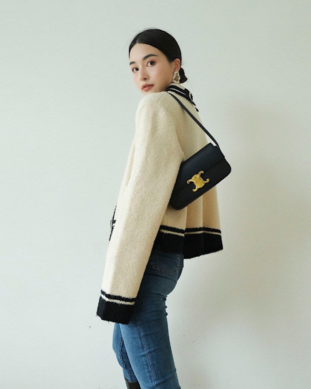 Bi-color Contrast Knit Jacket