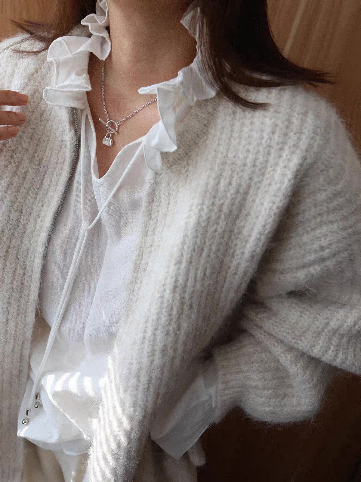 Ruffle Collar Sheer Blouse