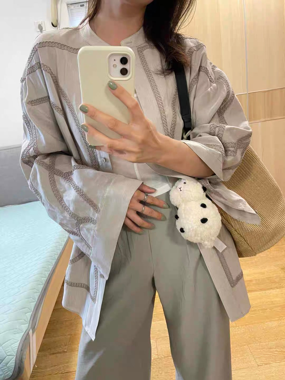 Corded Embroidery Stand Collar Shirt / コード刺繍スタンドカラーシャツ