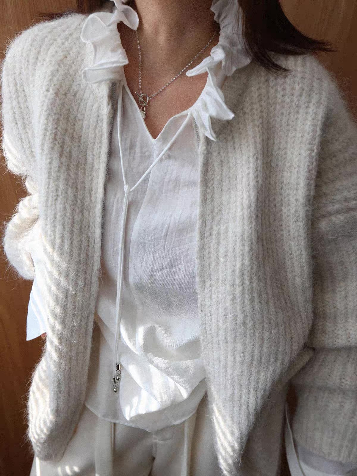 Ruffle Collar Sheer Blouse