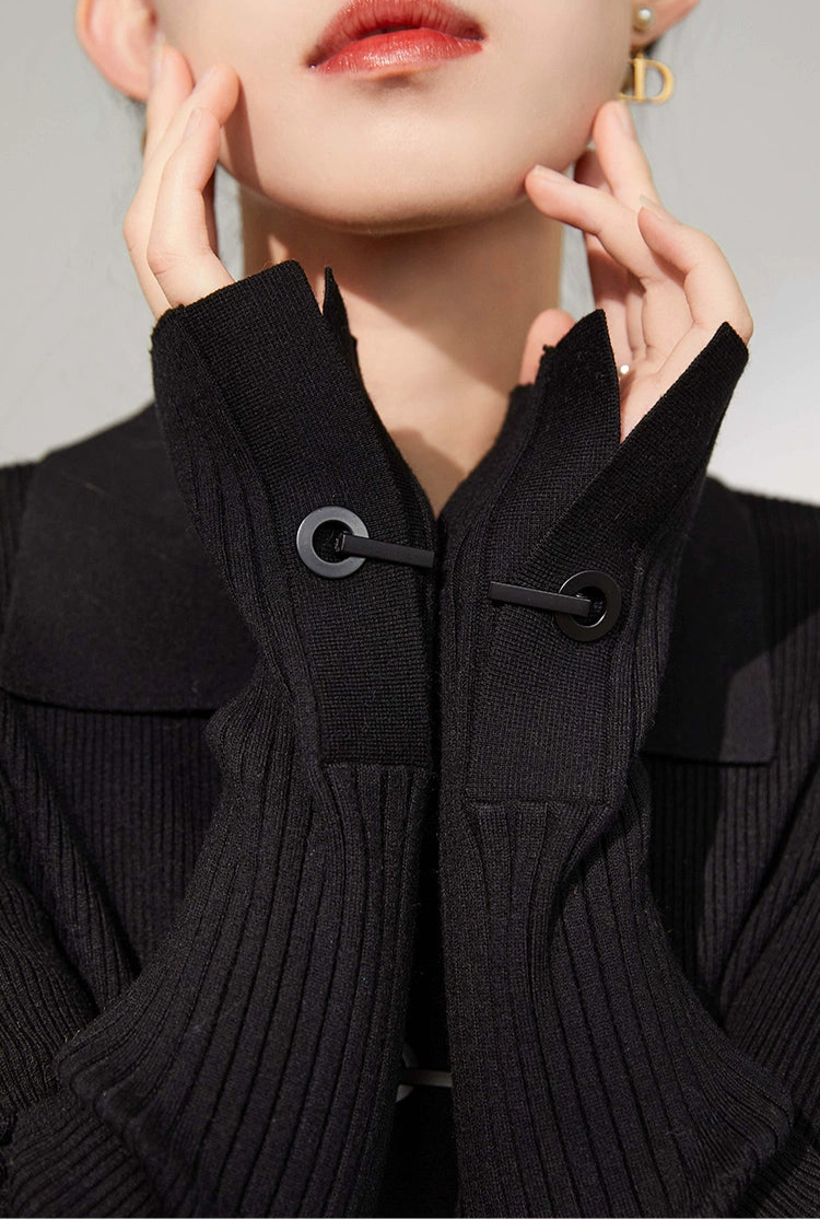 Hook Detail Rib Knit Cardigan / フックディテールリブニットカーディガン