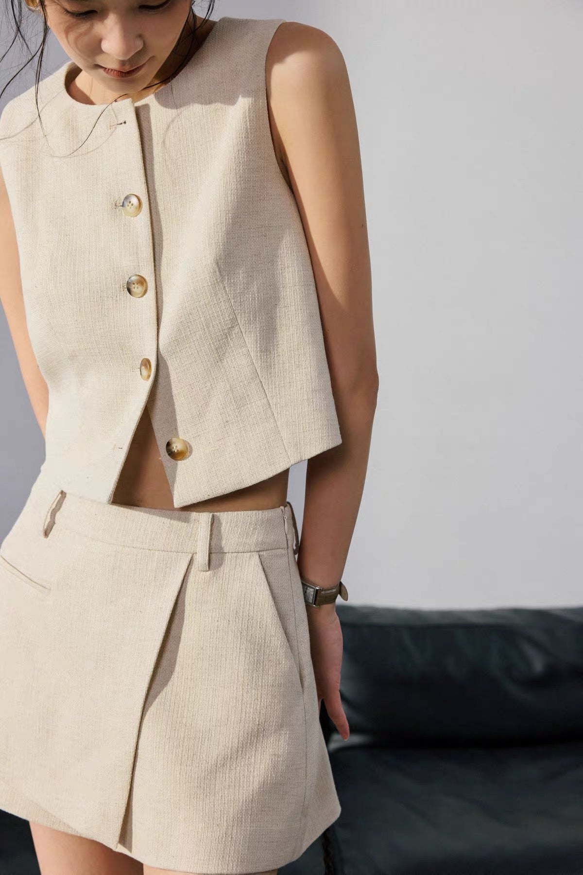 Natural Linen Vest