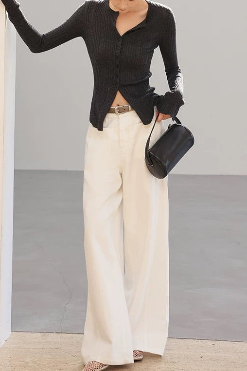 Nuance Damage Rib Knit Cardigan