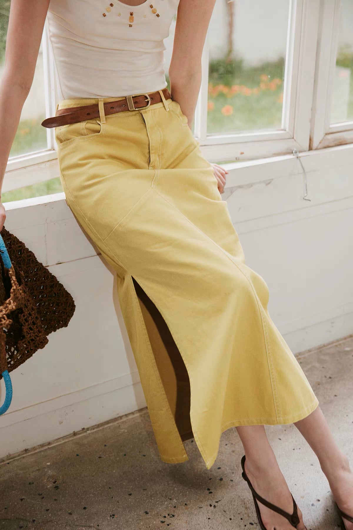 Butter Yellow Denim Skirt