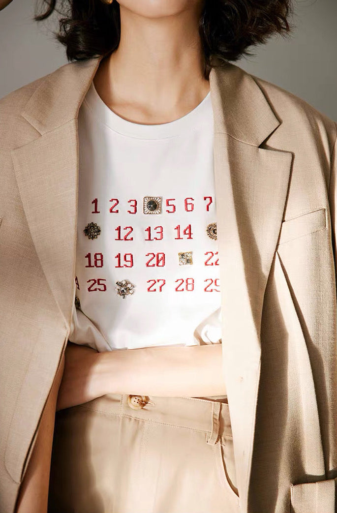 Calendar Motif T-Shirt