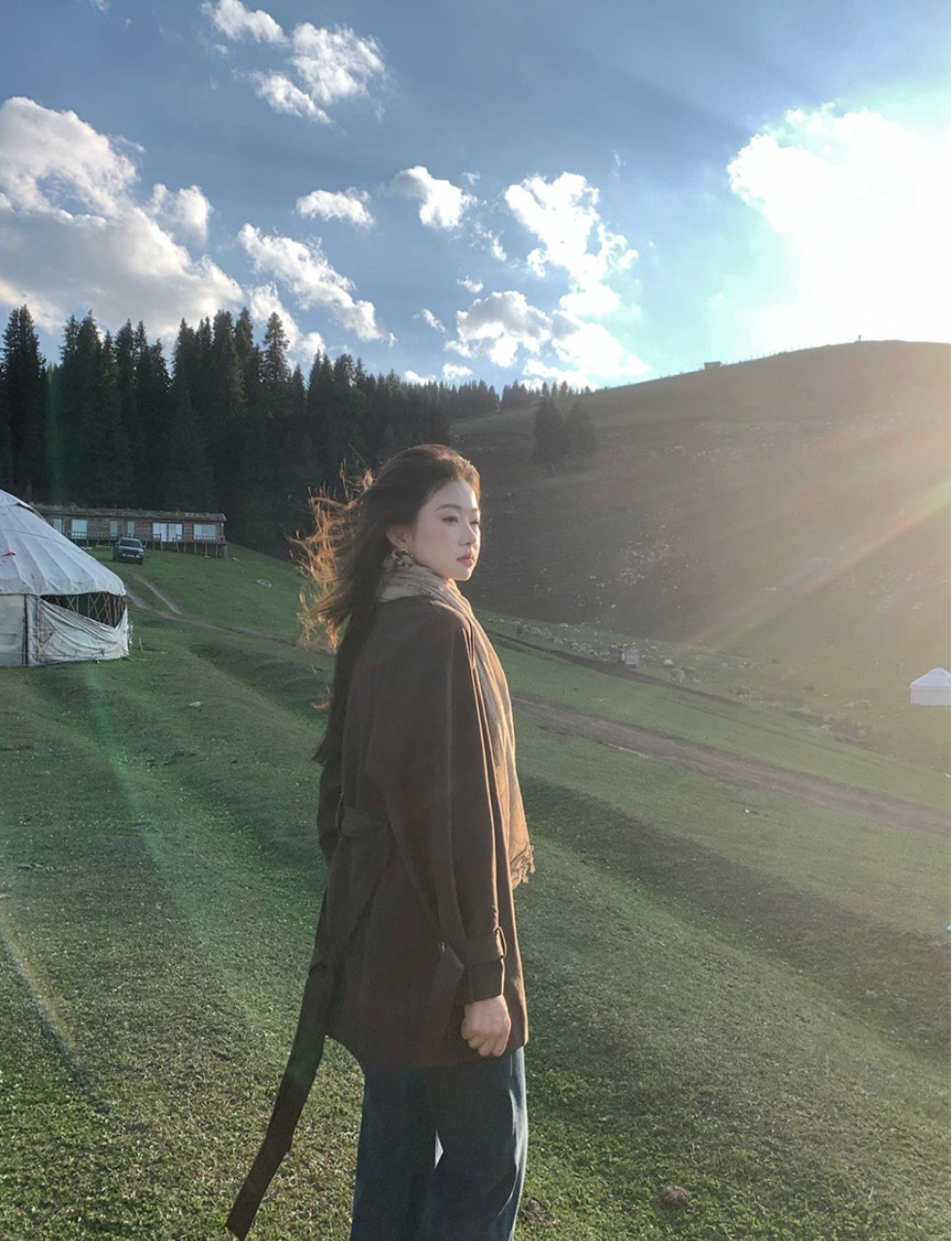 Silk Blend Belted Trench Coat/ シルクブレンドベルテッドトレンチコート