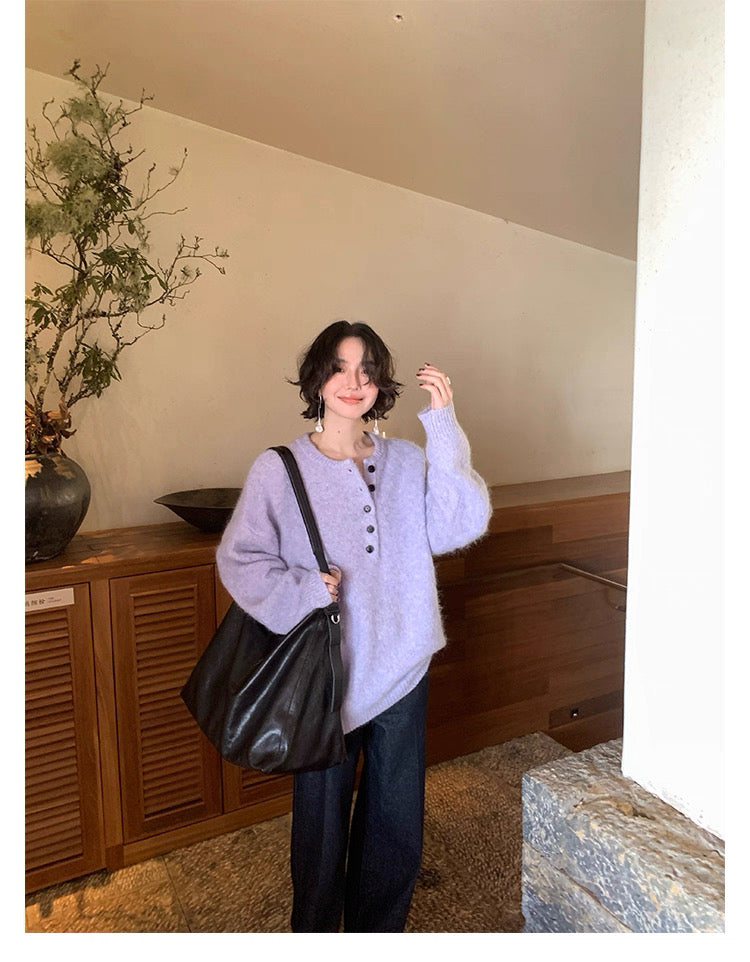 Alpaca Blend Henley Knit / アルパカブレンドヘンリーニット