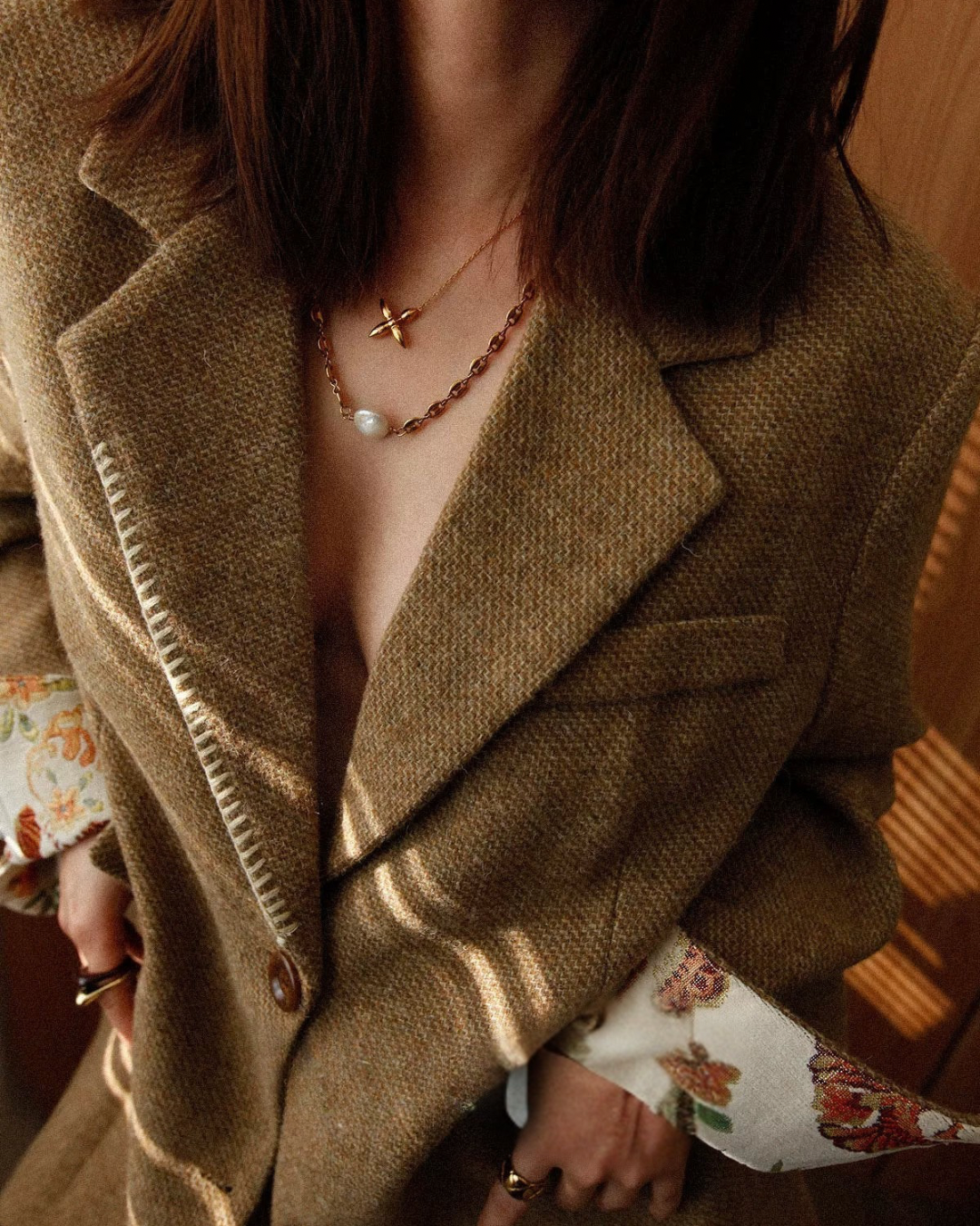 Tapestry Cuff Wool-Blend Jacket