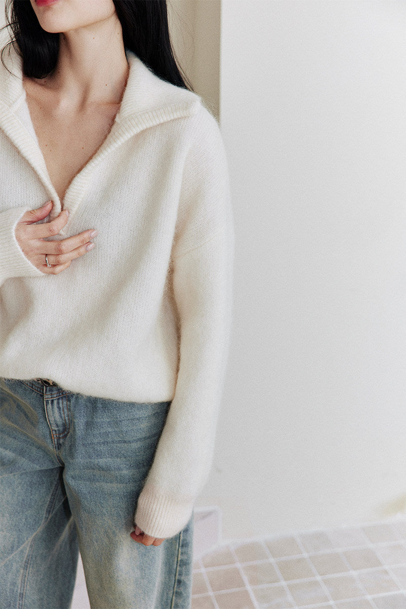 Soft Mohair Nuance-Collar Pullover
 / ソフトモヘアニュアンスカラープルオーバー