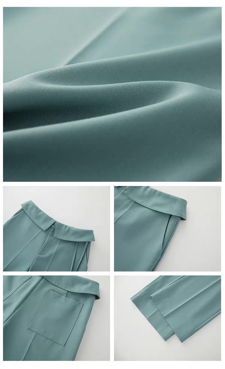 Flap Waist Straight Pants