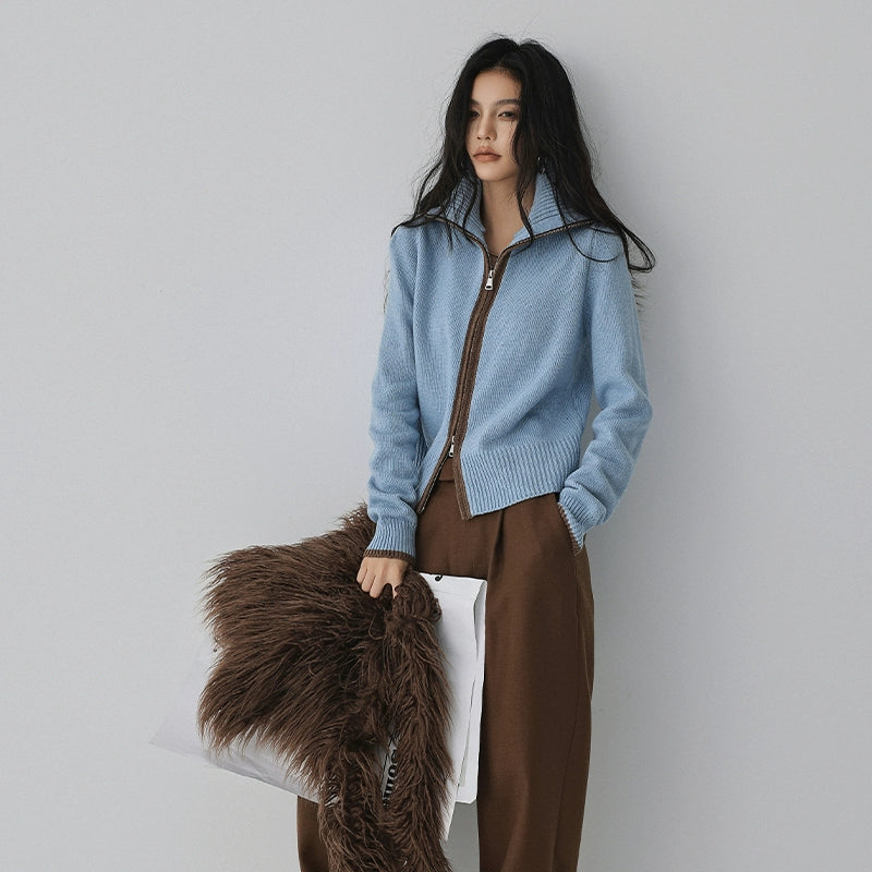 Zip-up Wool Blend Knit Cardigan / ジップアップウールブレンドニットカーディガン