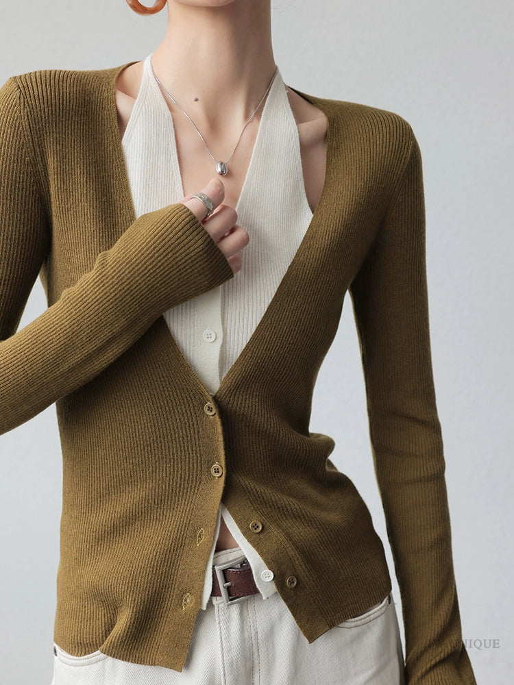 Layered Knit Cardigan / レイヤードリブカーディガン