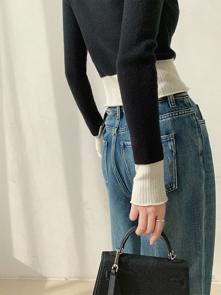 Bicolor Rib Knit Top / バイカラーリブニットトップ